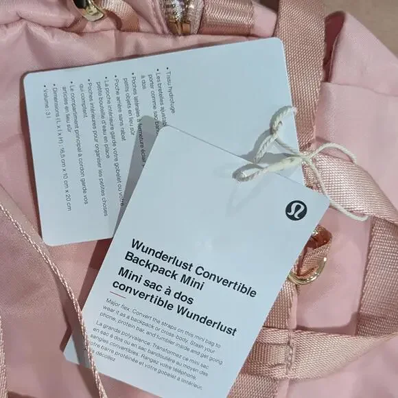 Lululemon Wunderlust Convertible Backpack Mini Pink 3L Crossbody Bag NWT - Picture 7 of 8